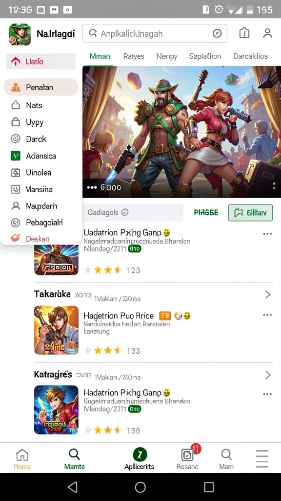 Ilustrasi level yang penuh warna dan detail menarik.